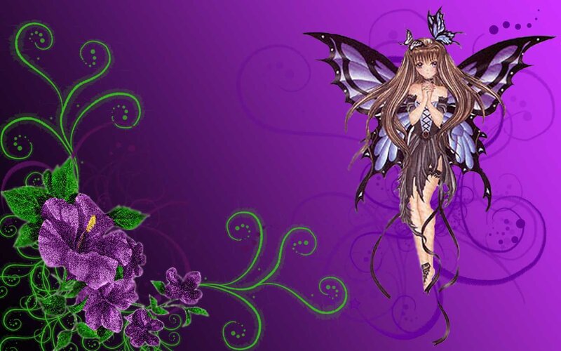 Anime Fairy with Wings — Purple