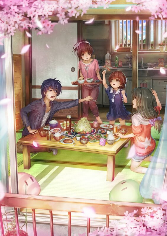 Anime Family at Dinner