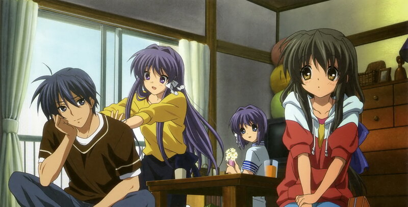 Anime family scene at home