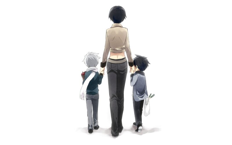 anime family walking together