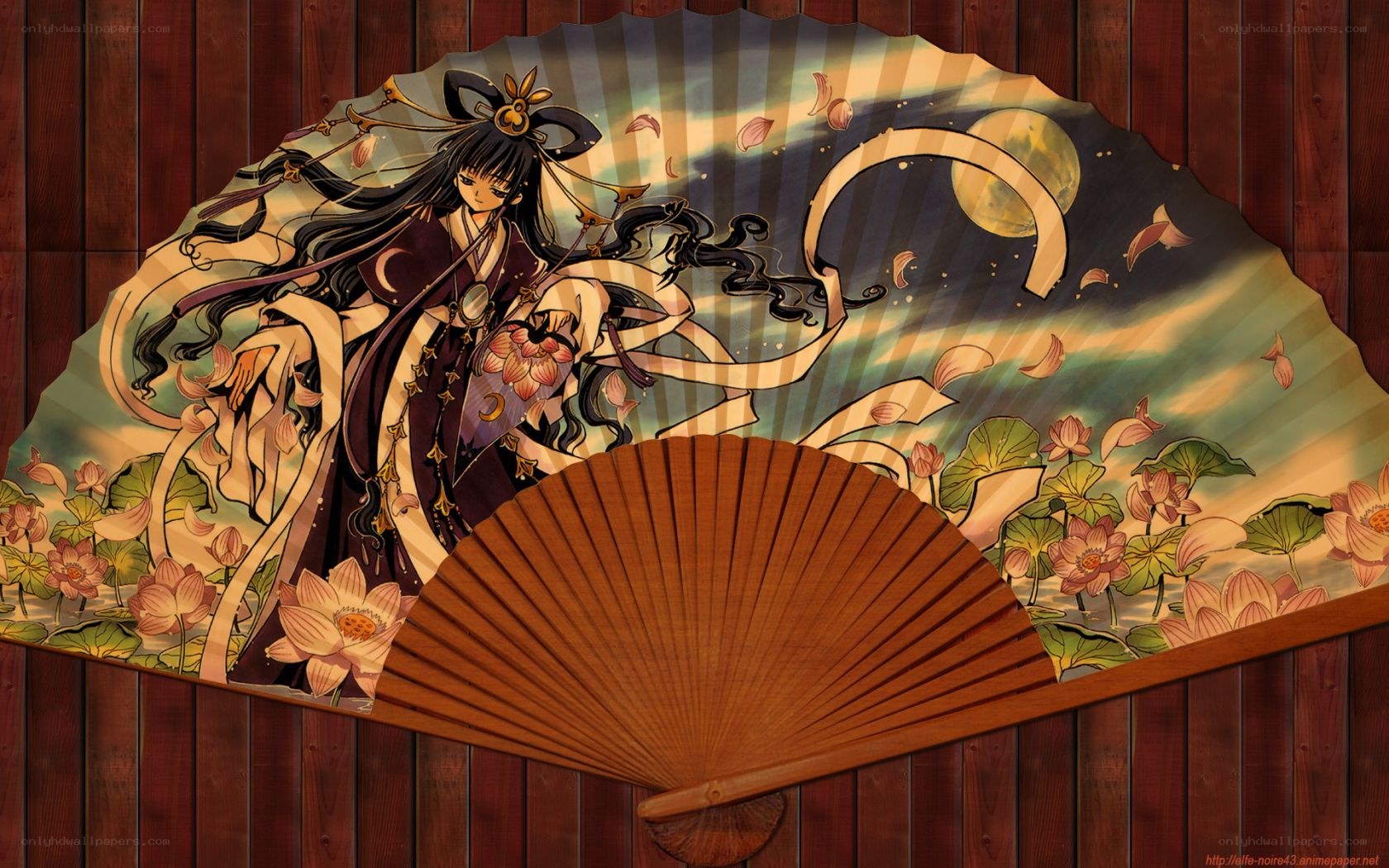 Anime fan with lotus design