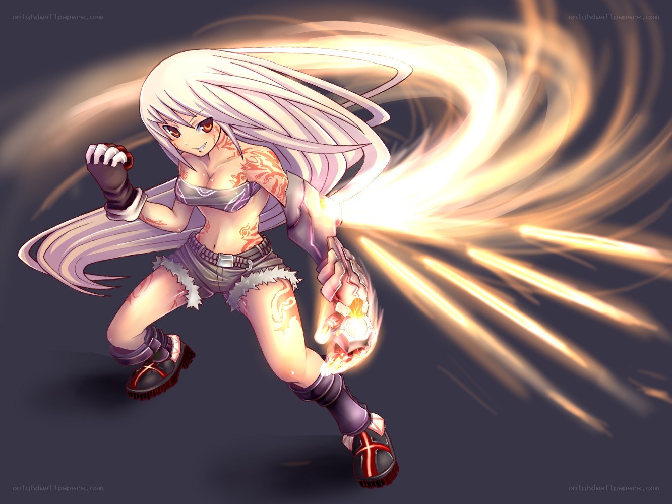 anime fighter with energy blast