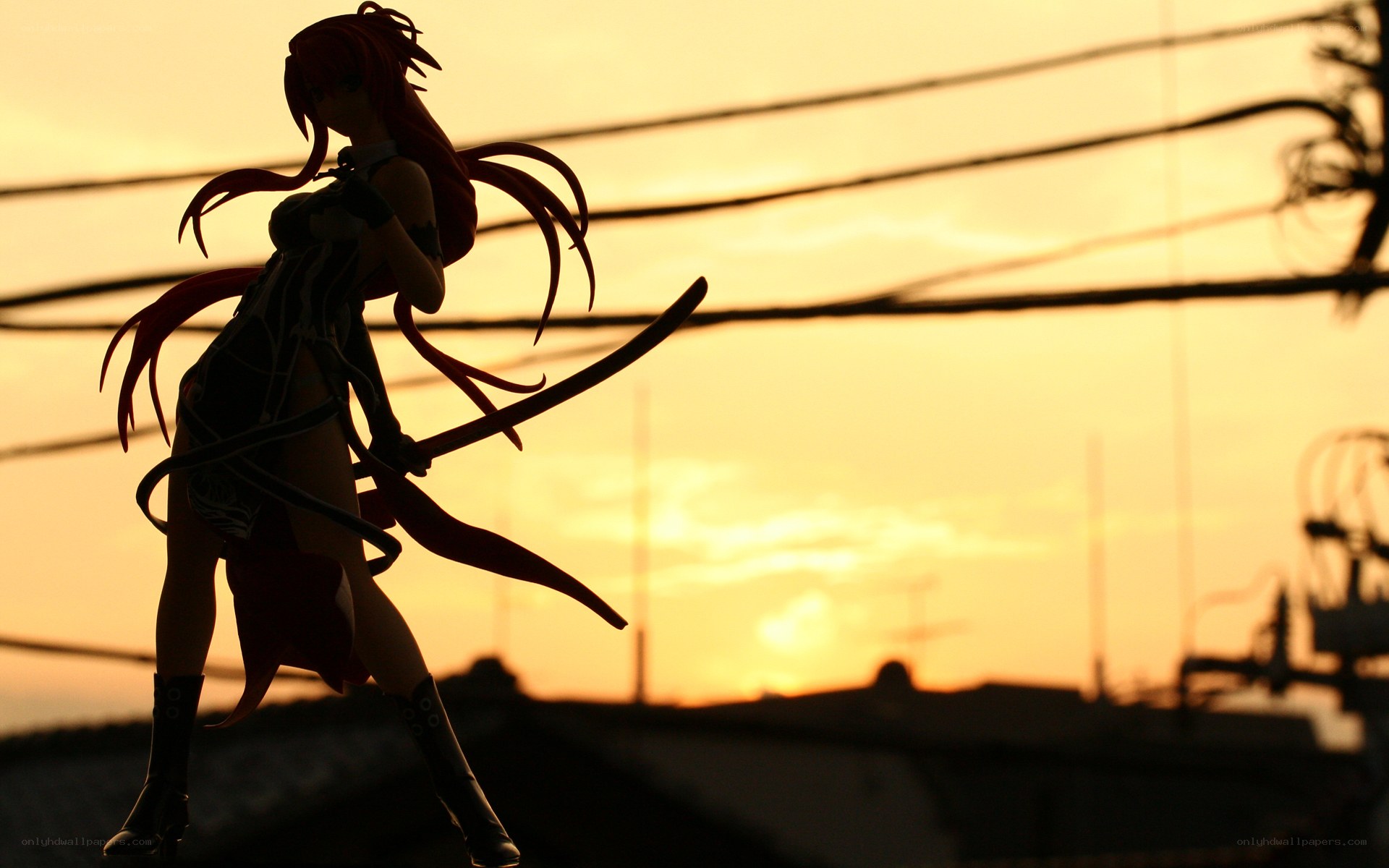 anime figure at sunset