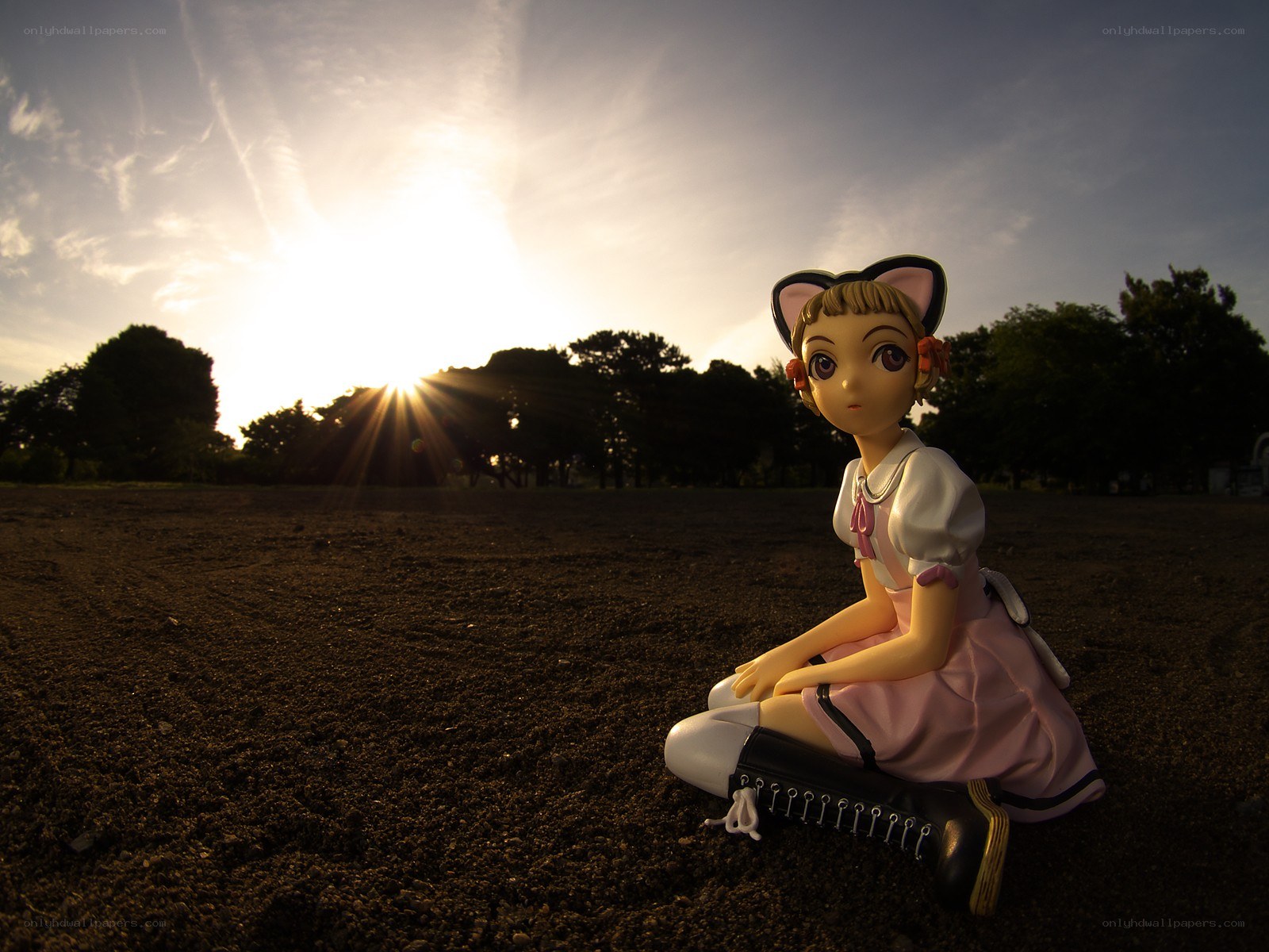 Anime figure at sunset