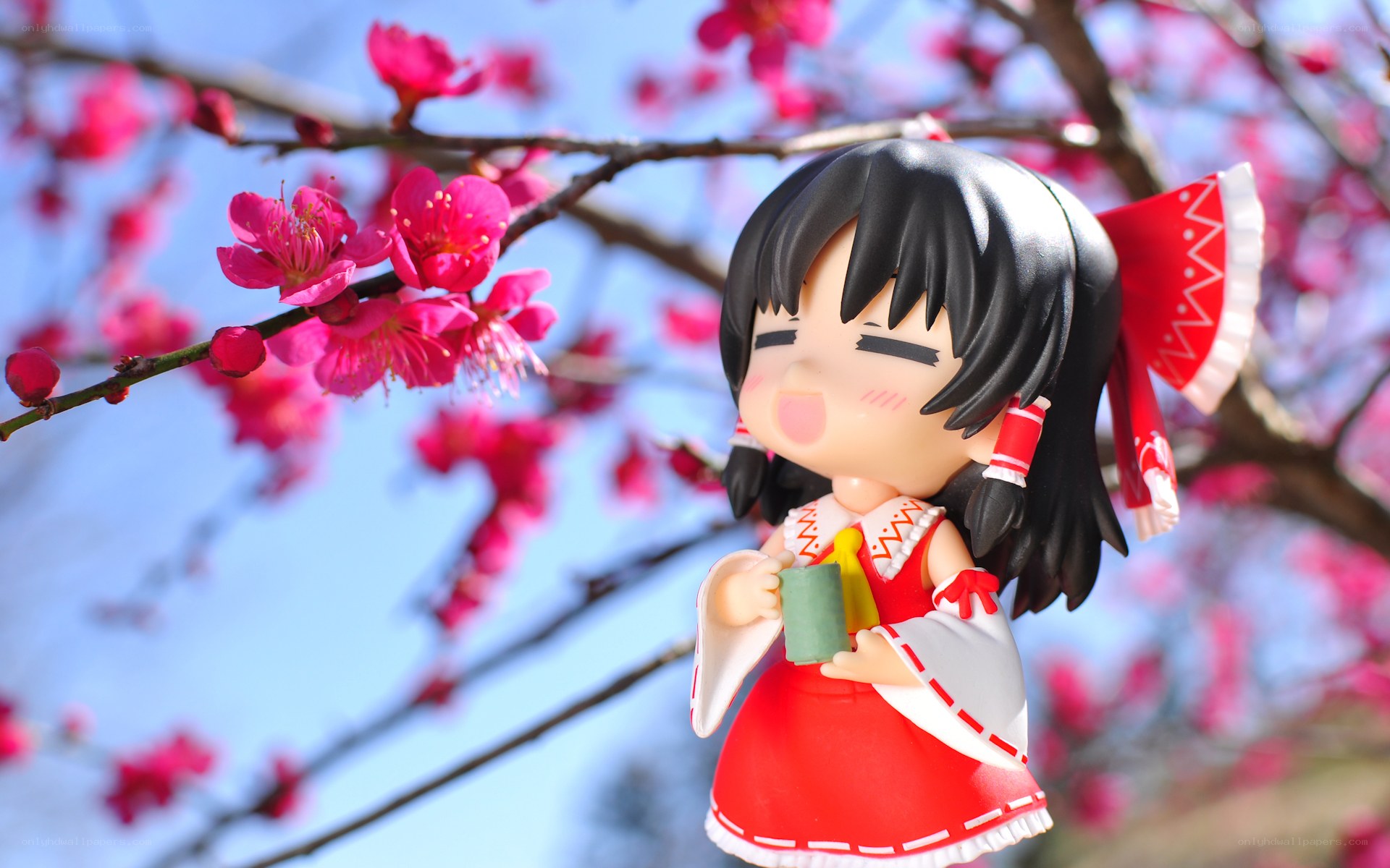 Anime figure in cherry blossoms