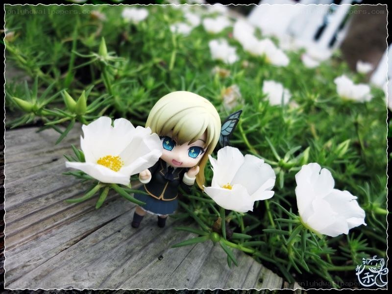 Anime figure in garden