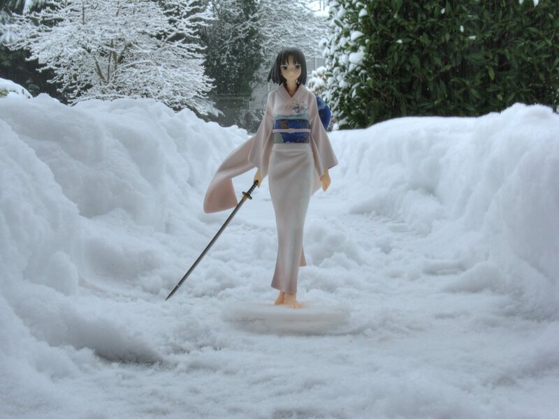 anime figure in snowy path