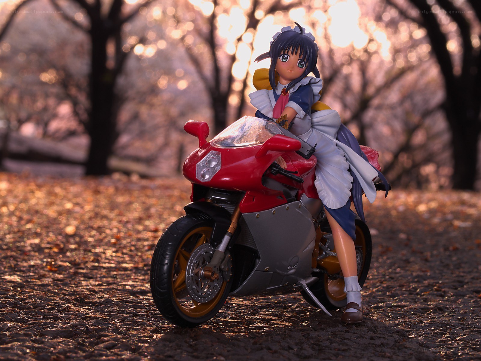 anime figure on motorcycle
