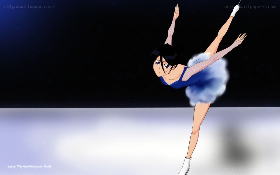 anime figure skater in blue