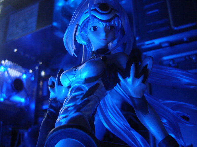 anime figure under blue light