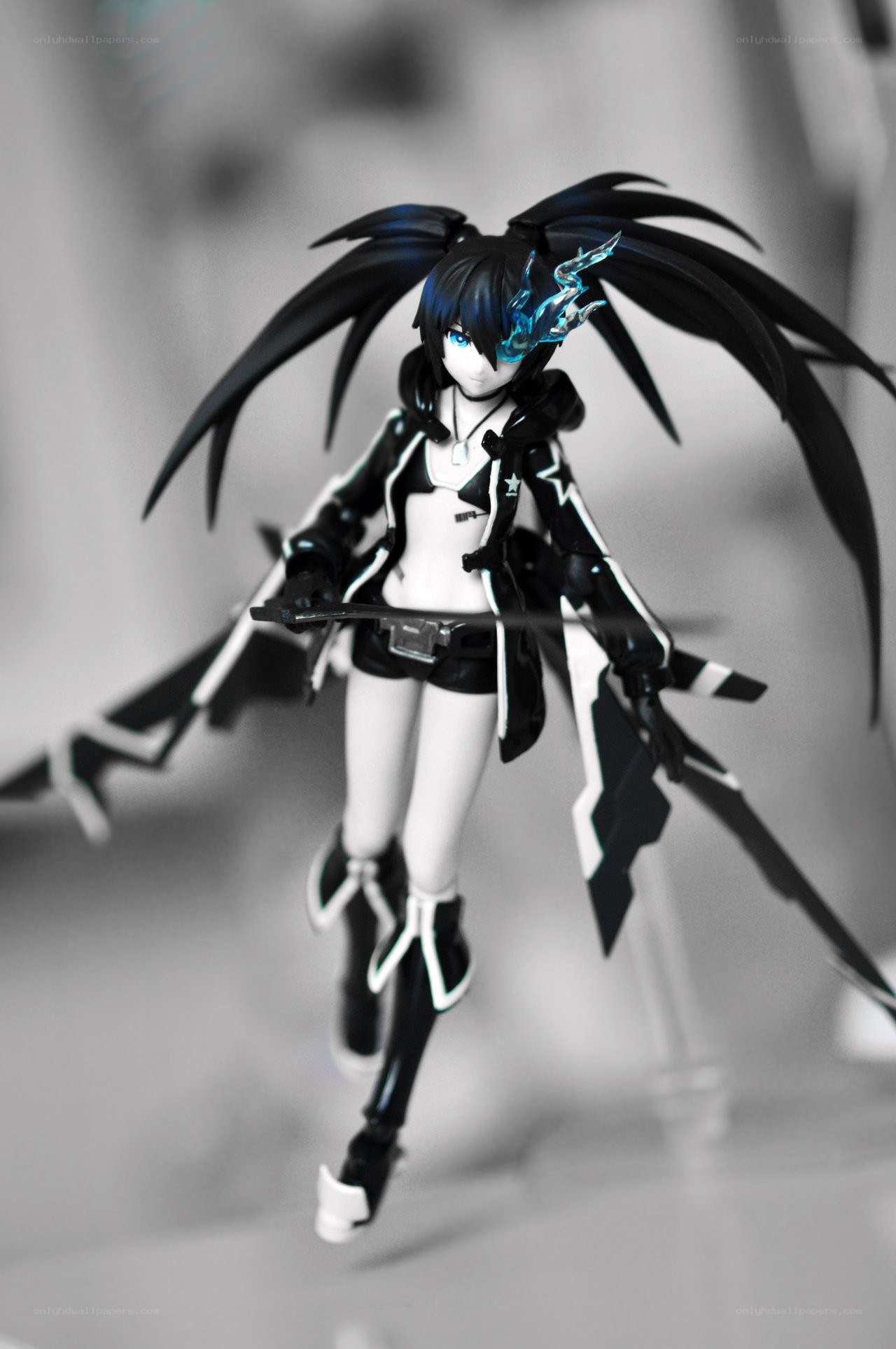 anime figure with blue eyes
