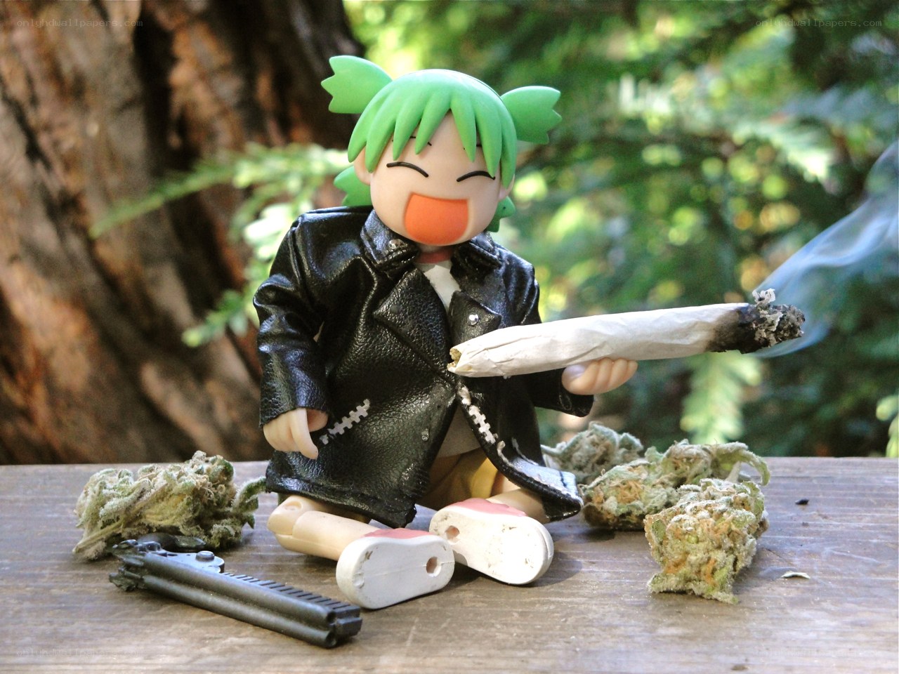 Anime figure with cannabis