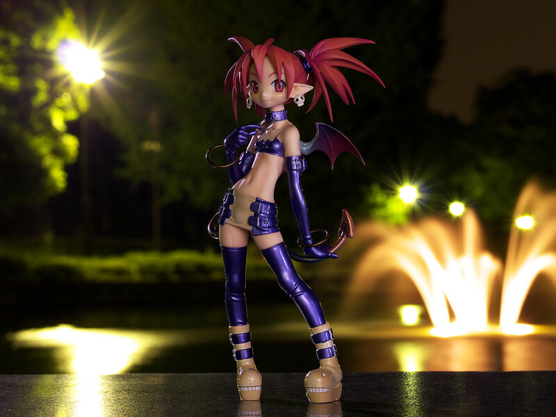 Anime figurine at night