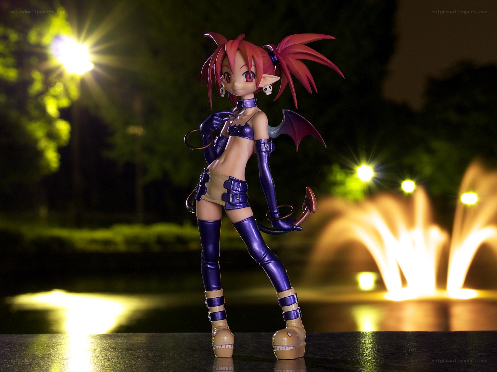 Anime figurine at night