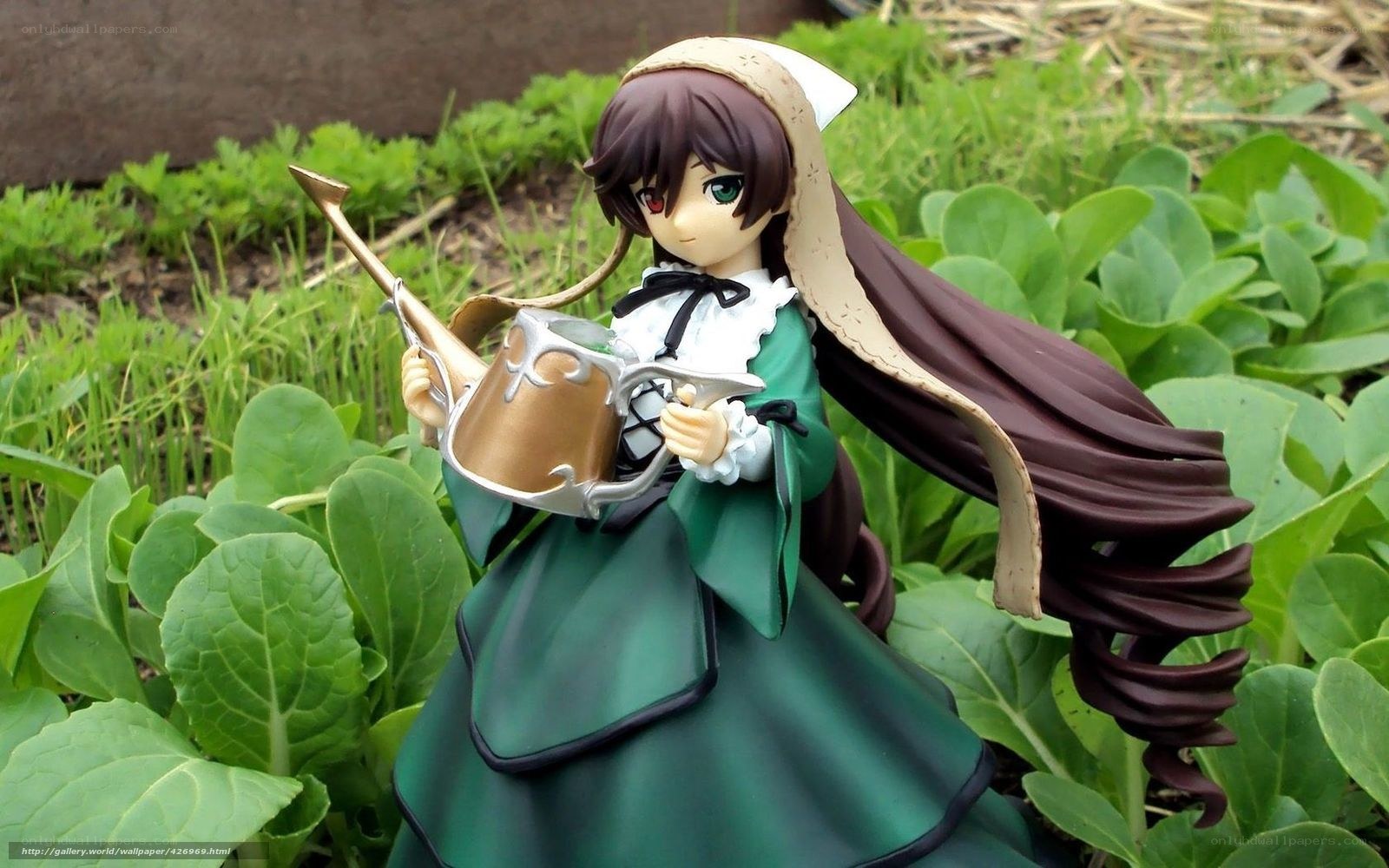 anime figurine in garden