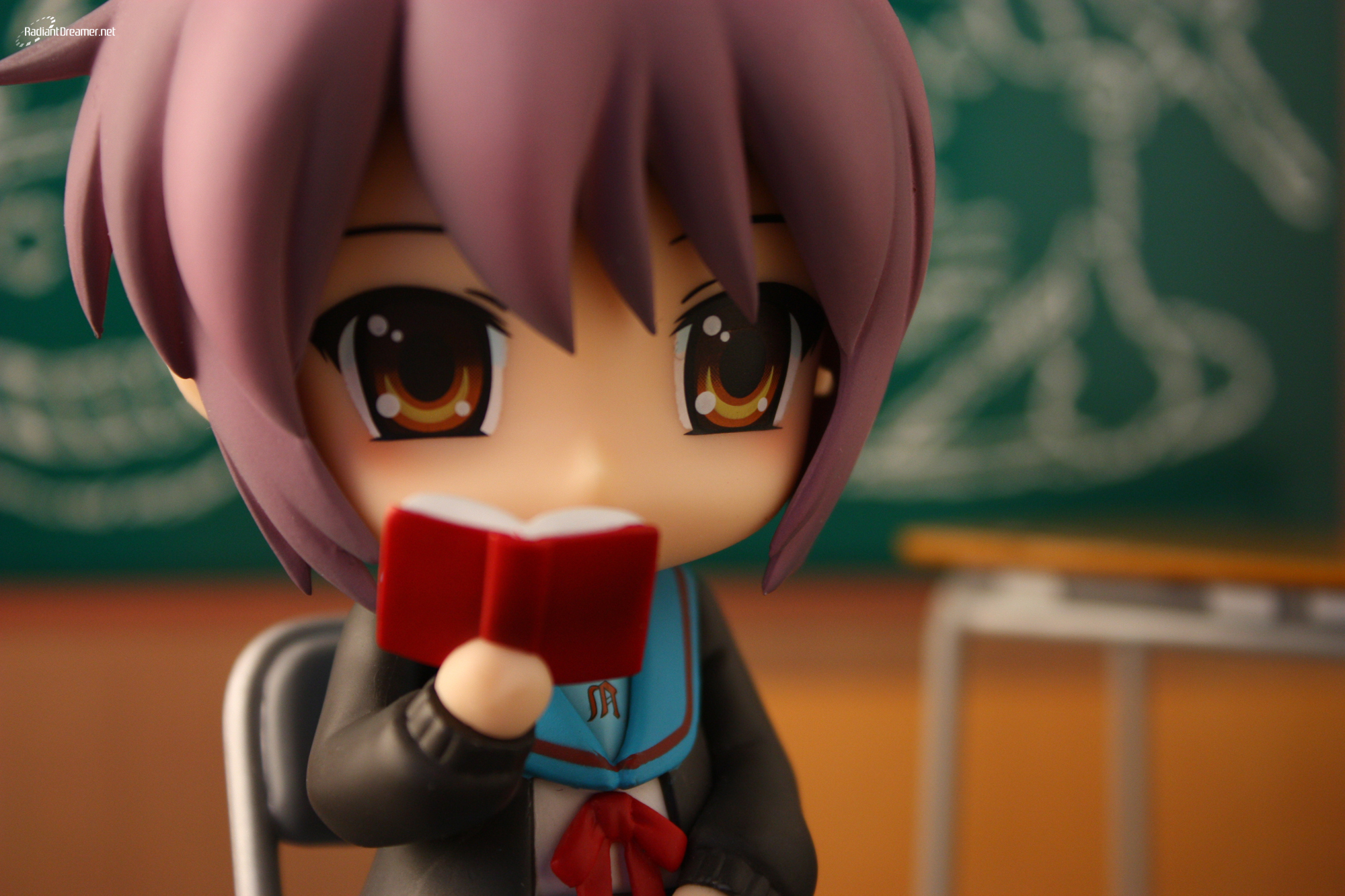 anime figurine reading book