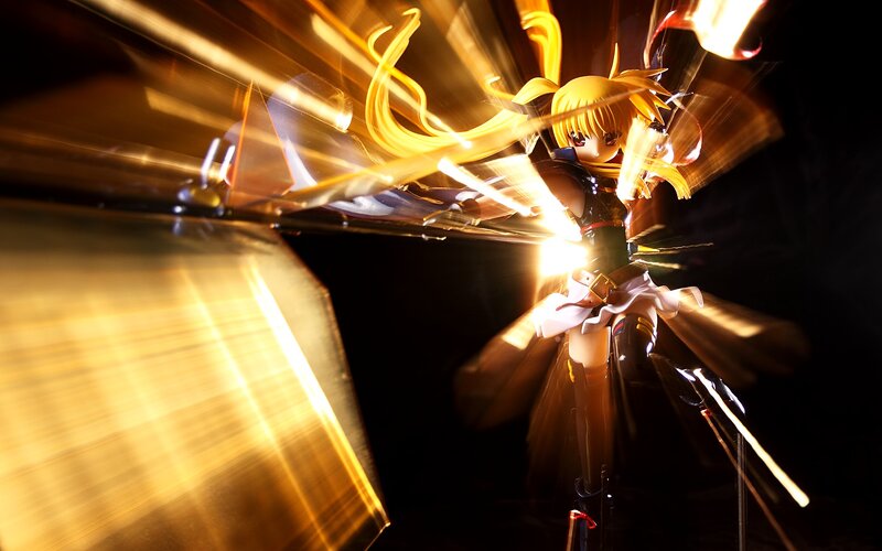 Anime Figurine with Light Trails
