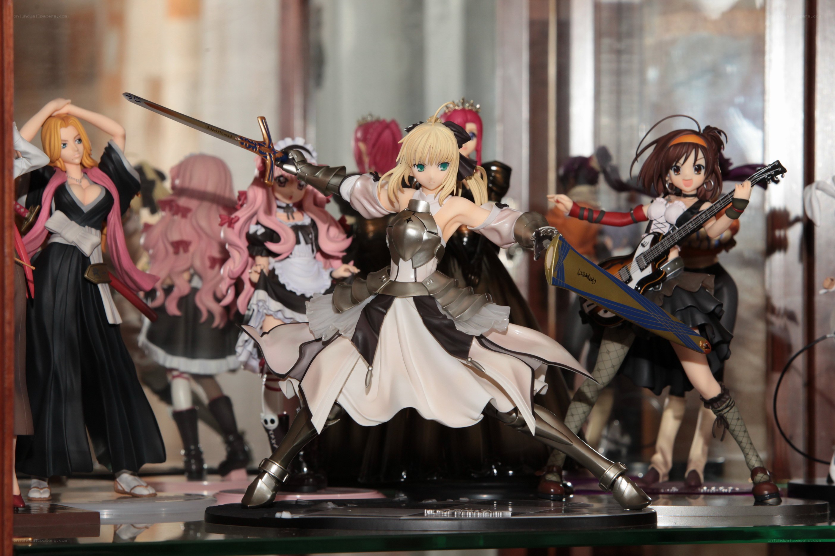 anime figurines on display