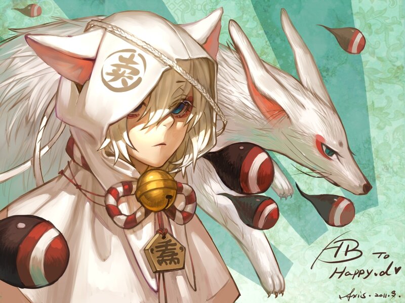 anime fox girl with bell