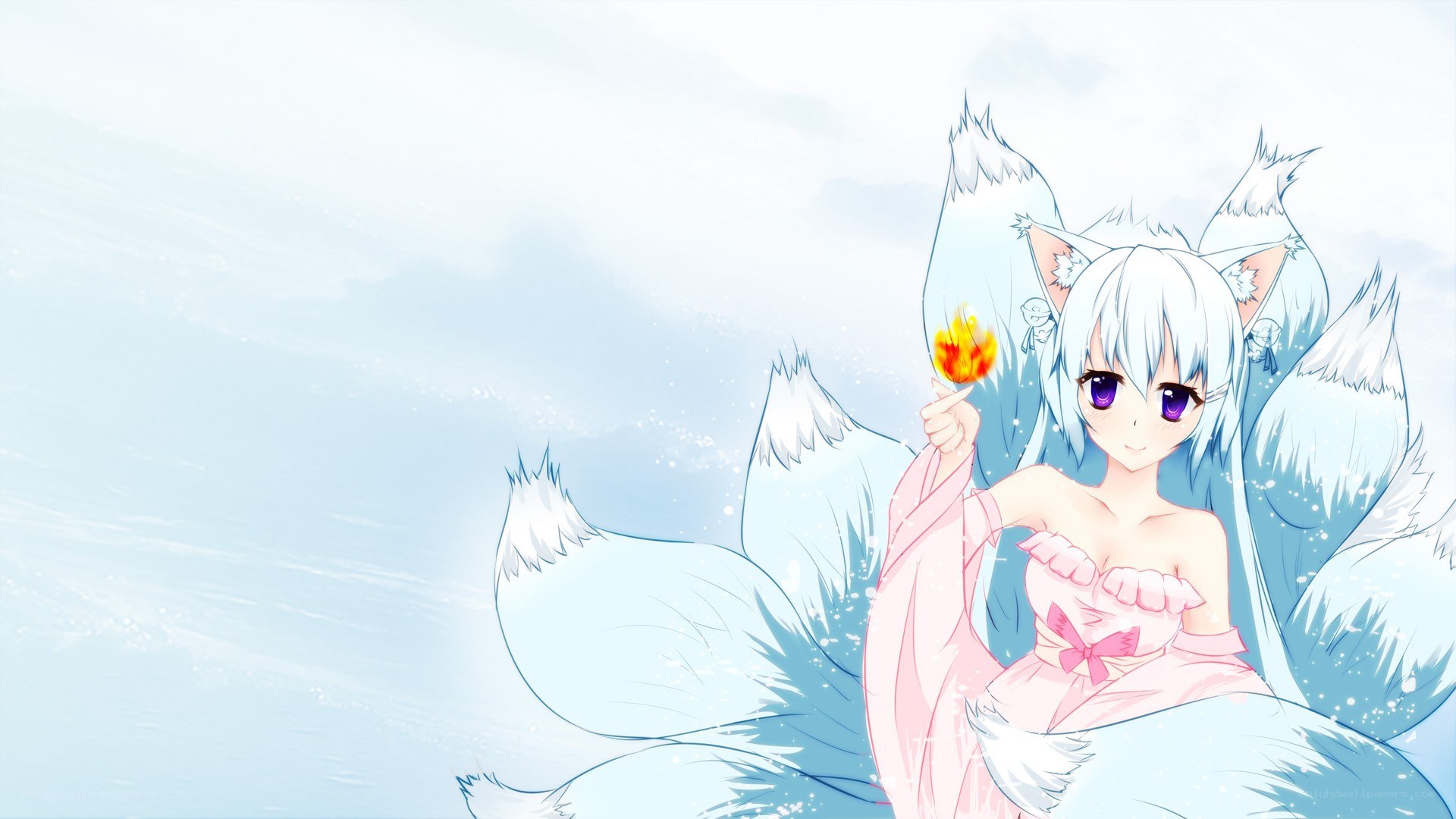 anime fox girl with fire