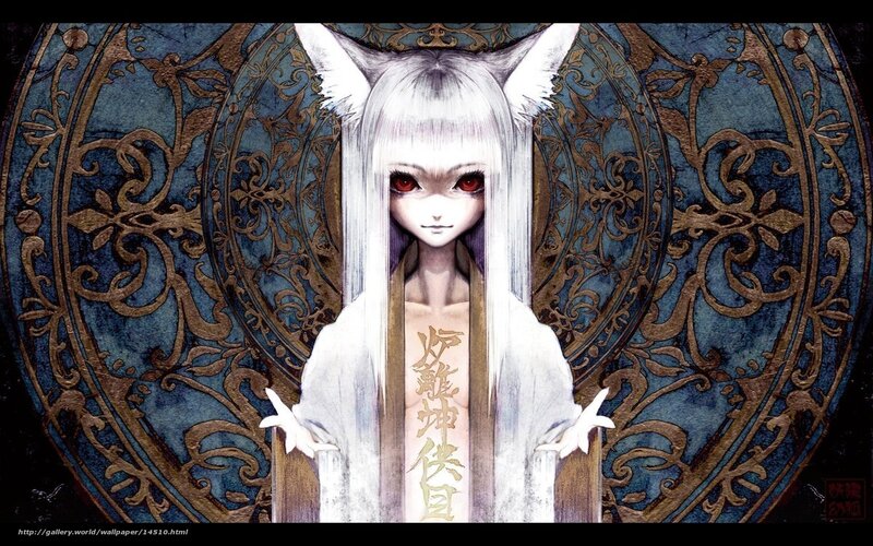 anime fox girl with red eyes