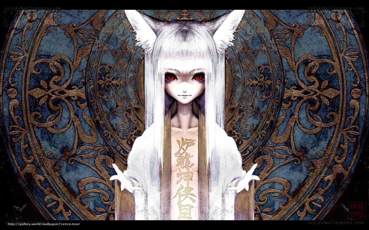 anime fox girl with red eyes