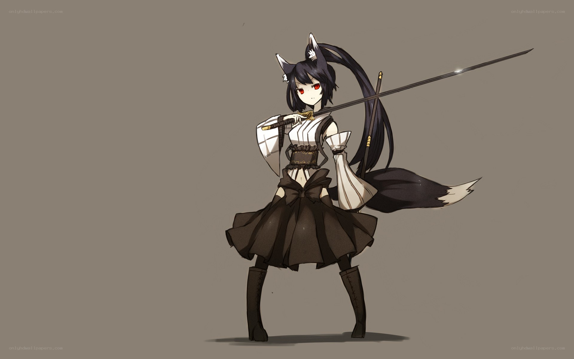 anime fox girl with sword