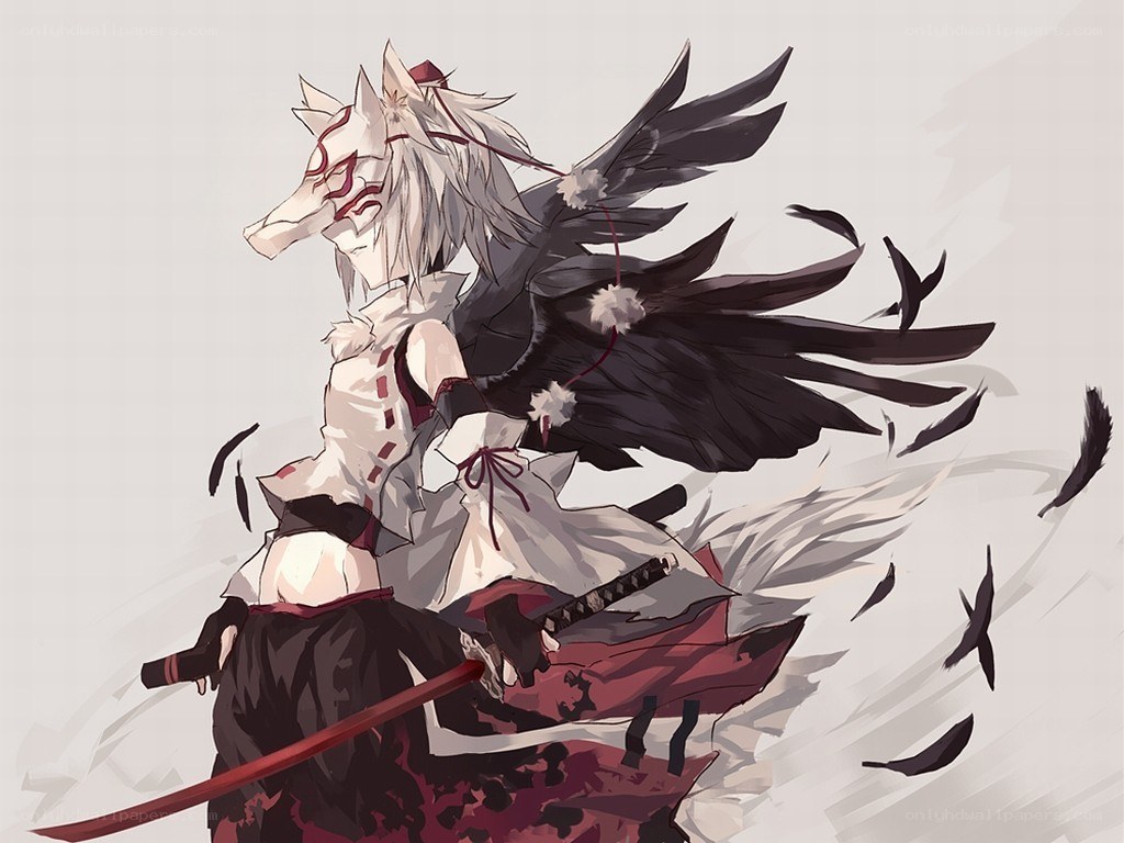 anime fox warrior with sword