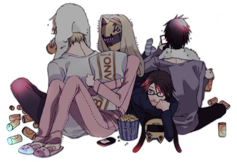 anime friends watching movie