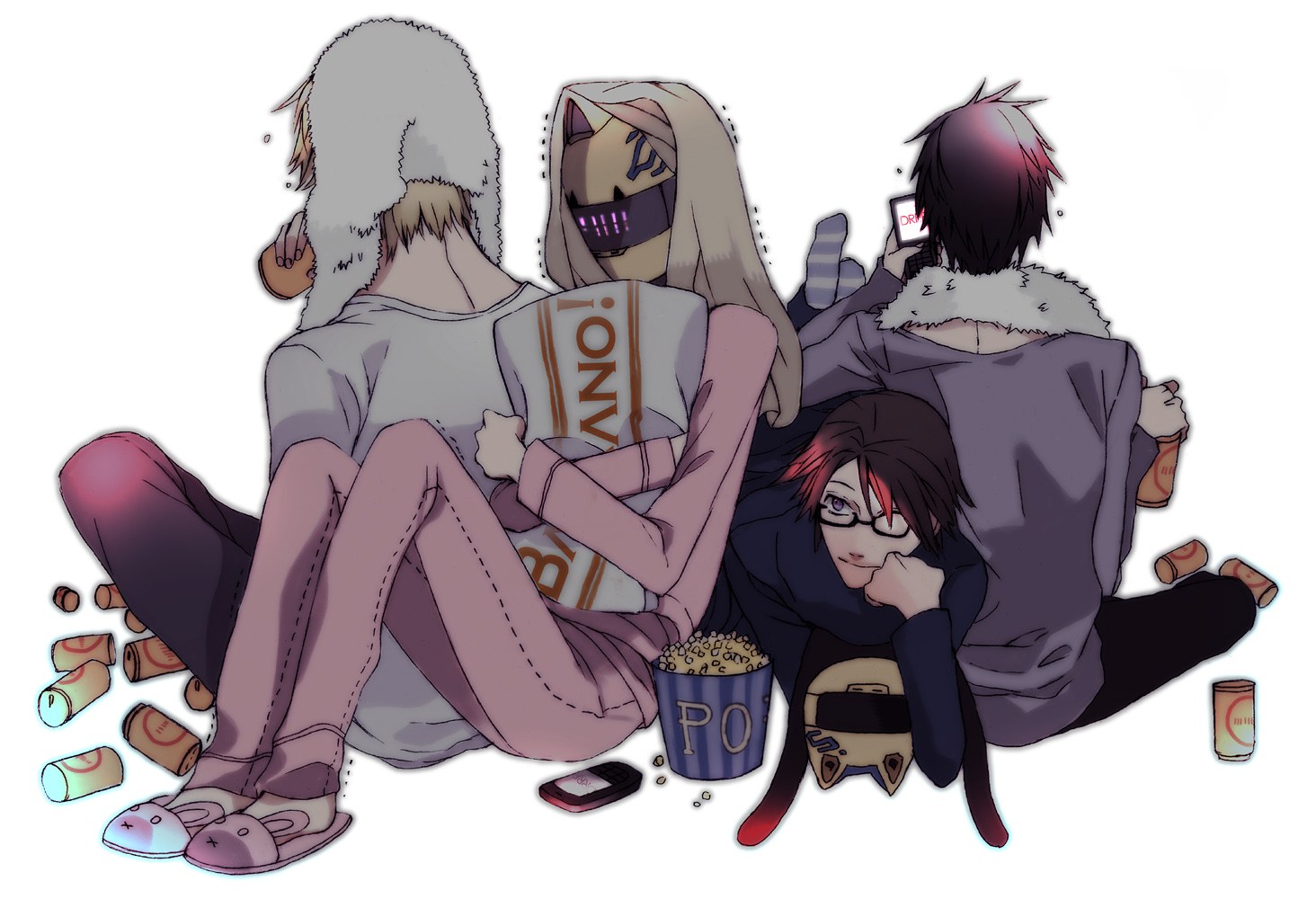 anime friends watching movie