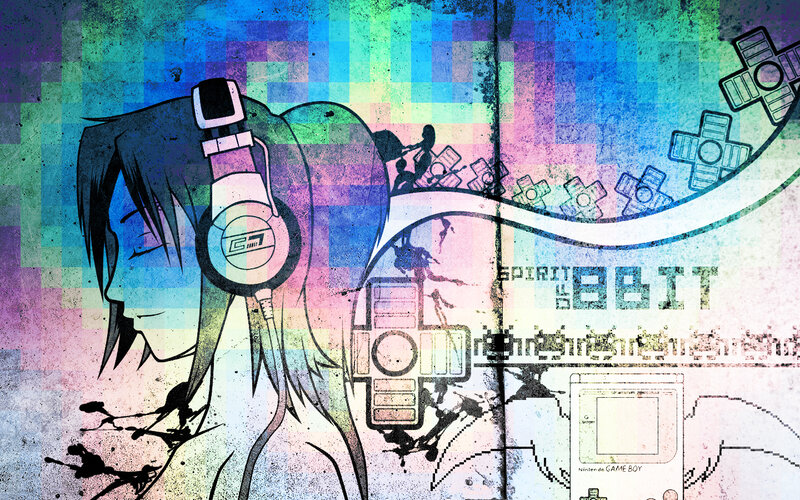 anime gamer with headphones