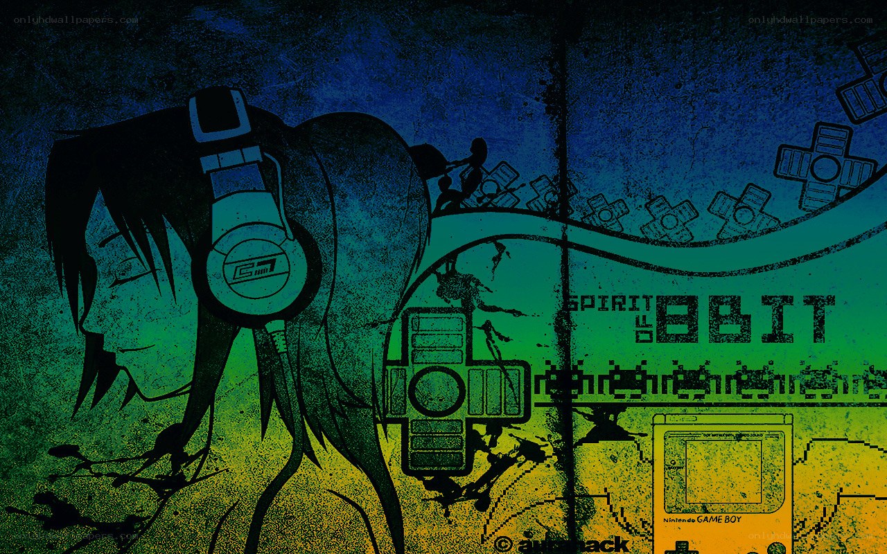anime gamer with headphones