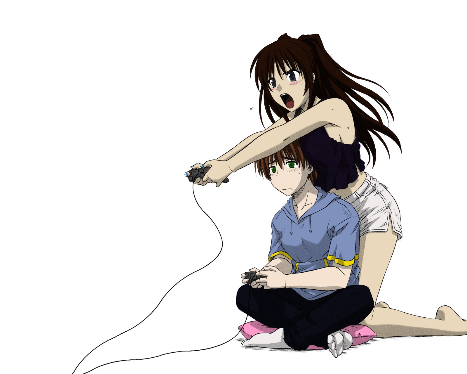 anime gamers playing video game