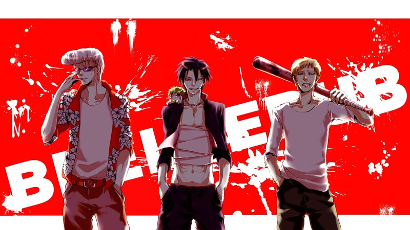 Anime gang members with baseball bat