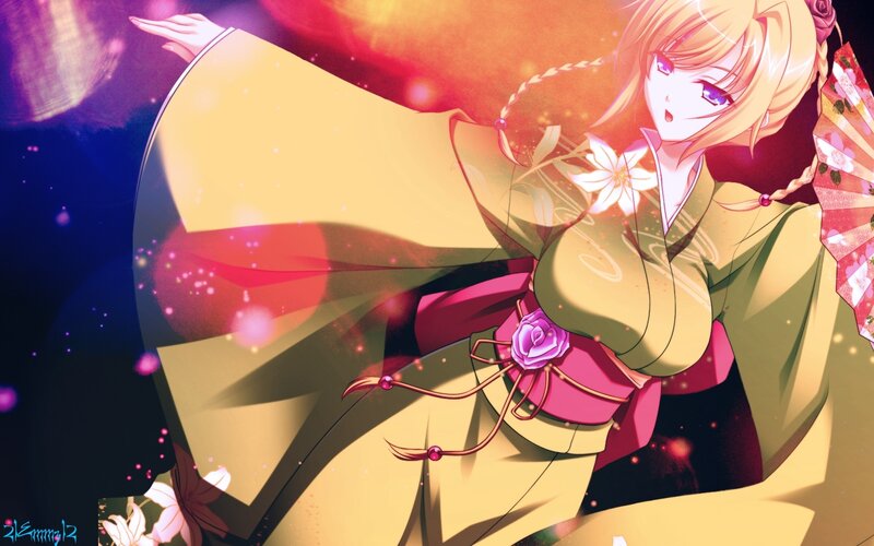anime geisha in traditional attire