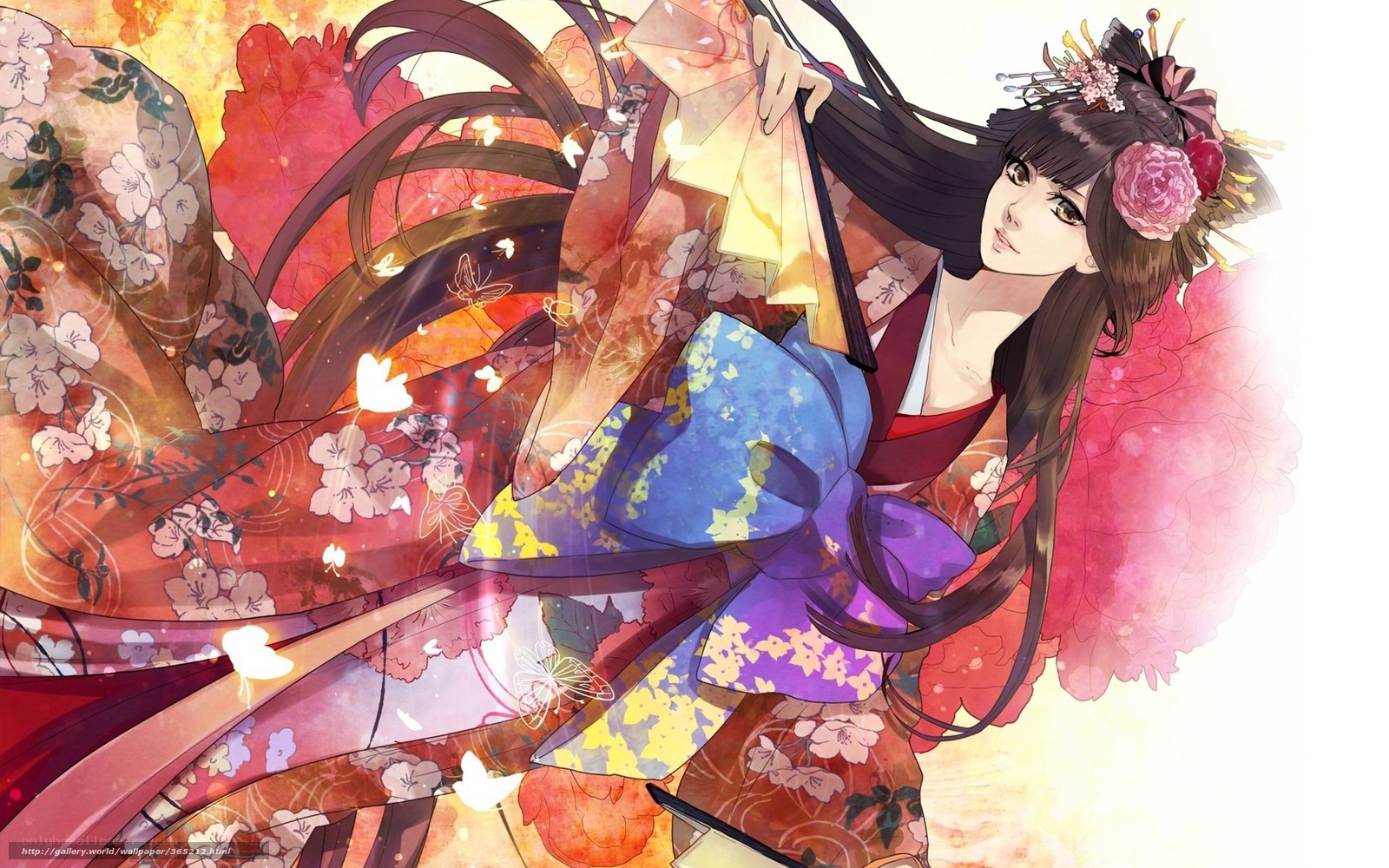 Anime geisha with fan