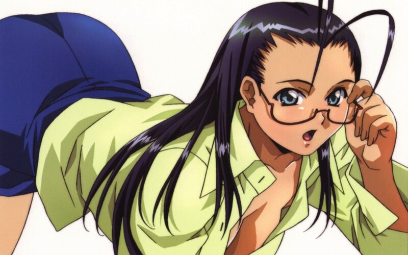 anime girl adjusting glasses