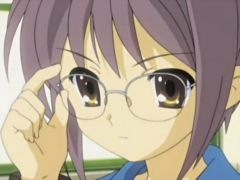 anime girl adjusting glasses