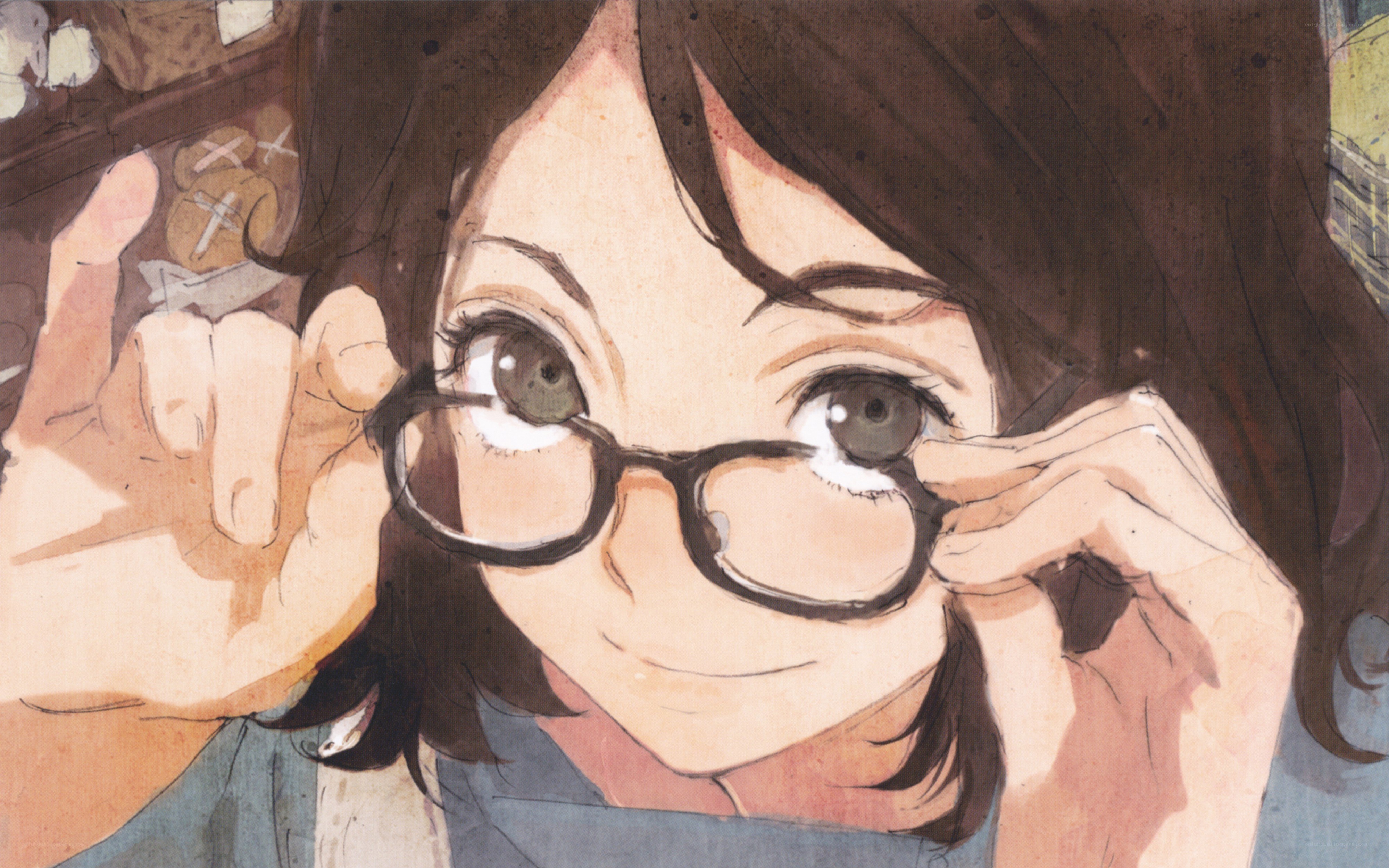 anime girl adjusting glasses