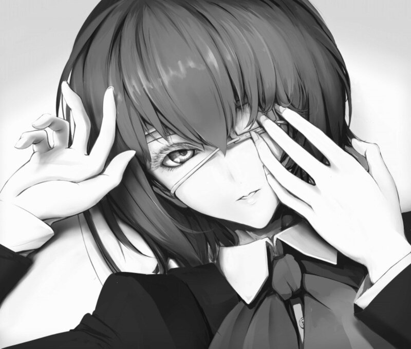 Anime Girl Adjusting Glasses — Black