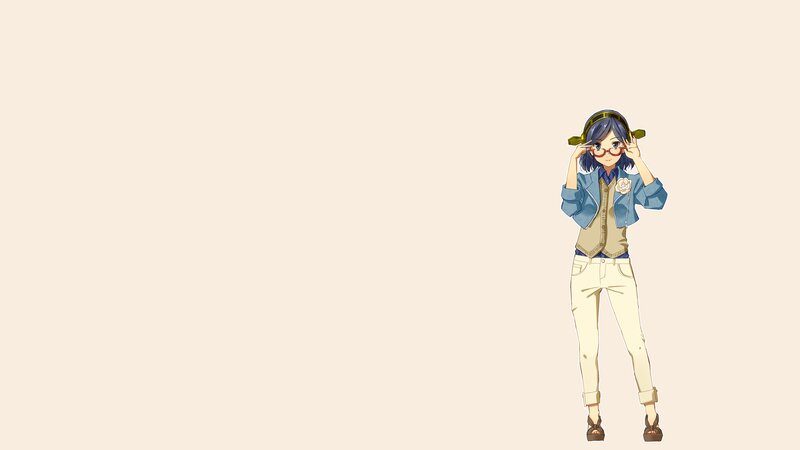 Anime Girl Adjusting Glasses — Blue, Neutral