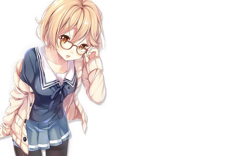 Anime Girl Adjusting Glasses — Blue