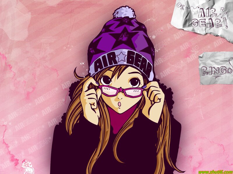 Anime Girl Adjusting Glasses — Pink