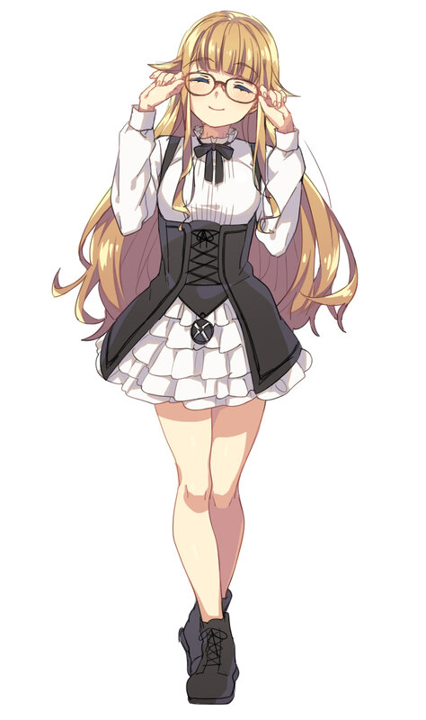 Anime Girl Adjusting Glasses — White