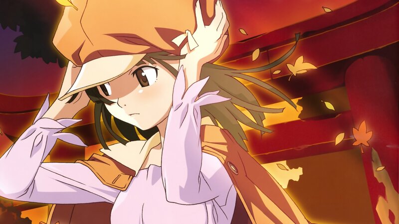 anime girl adjusting hat