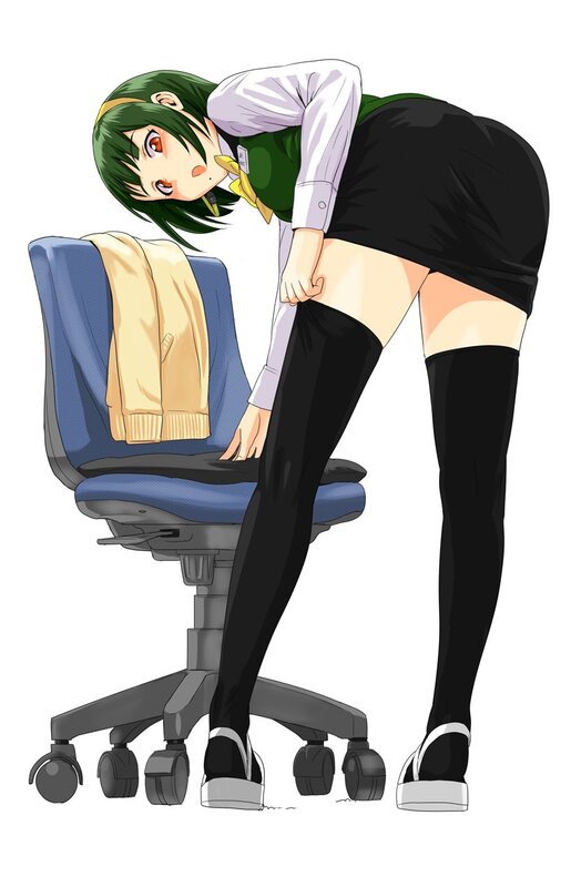 anime girl adjusting stockings