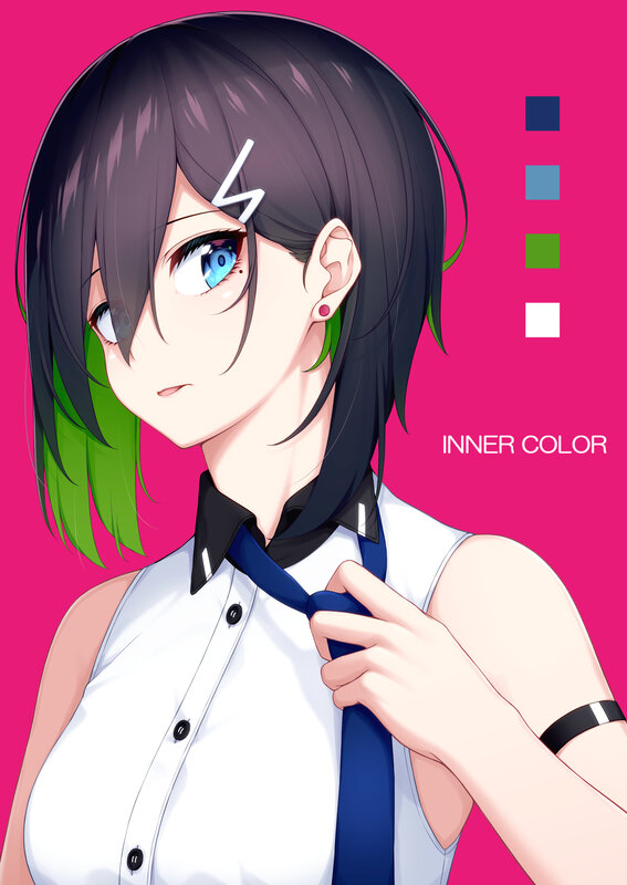 Anime Girl Adjusting Tie — Pink