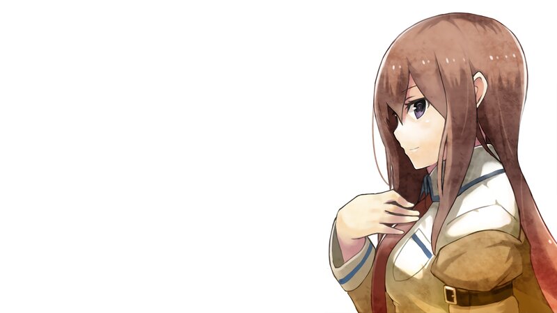 Anime Girl Adjusting Tie — White, Calm