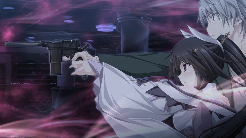 Anime girl aiming a gun