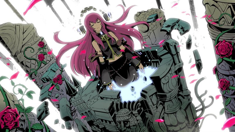 Anime girl amidst mechanical ruins